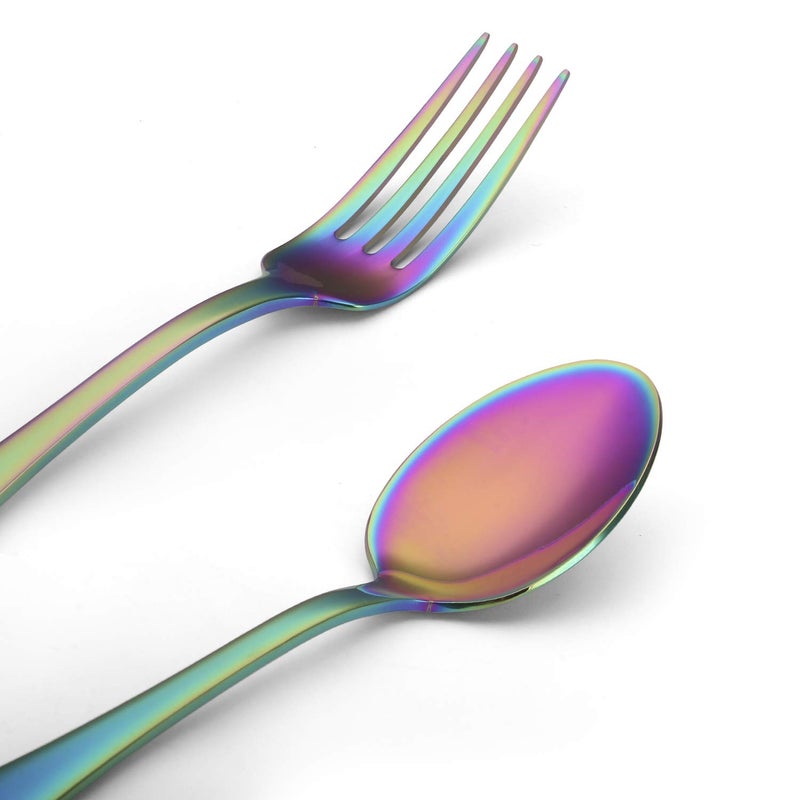 sharecook Rainbow Silverware Set,SHARECOOK 20-Piece Stainless Steel Flatware Set with Round Edge,Kitchen Utensil Set Service for 4,Dishwasher Safe (Multicolor) - Image 3